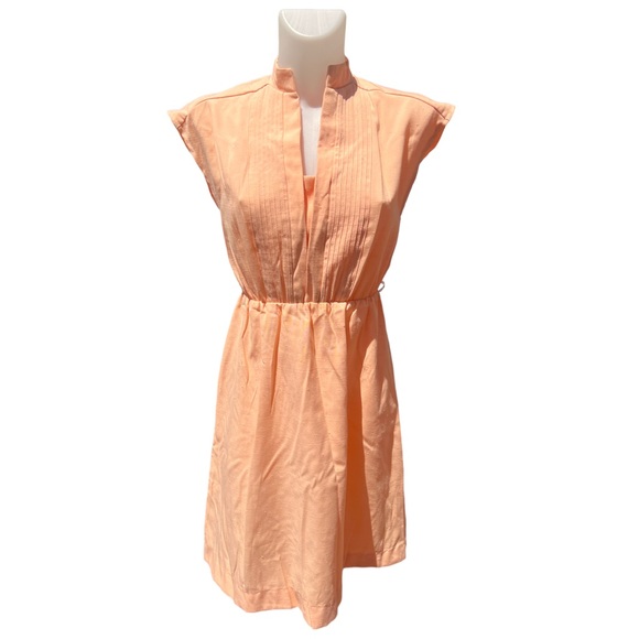 Vintage 70's Sunshine Alley Peach Polyester Sleeveless Dress Size 6P - Picture 2 of 9